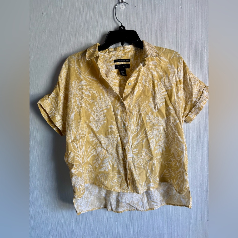 Linen Yellow Floral Shirt size small